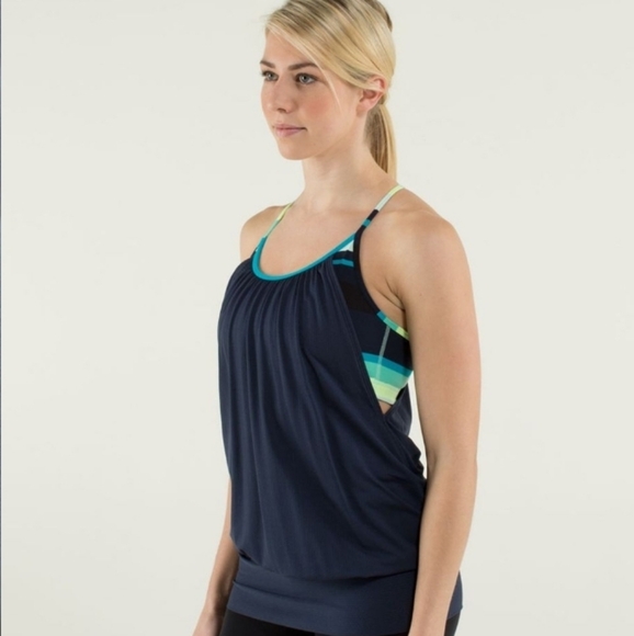 Lululemon No Limits TankInkwell / Assorted Stripe Surge / Surge size 4 - Picture 1 of 8